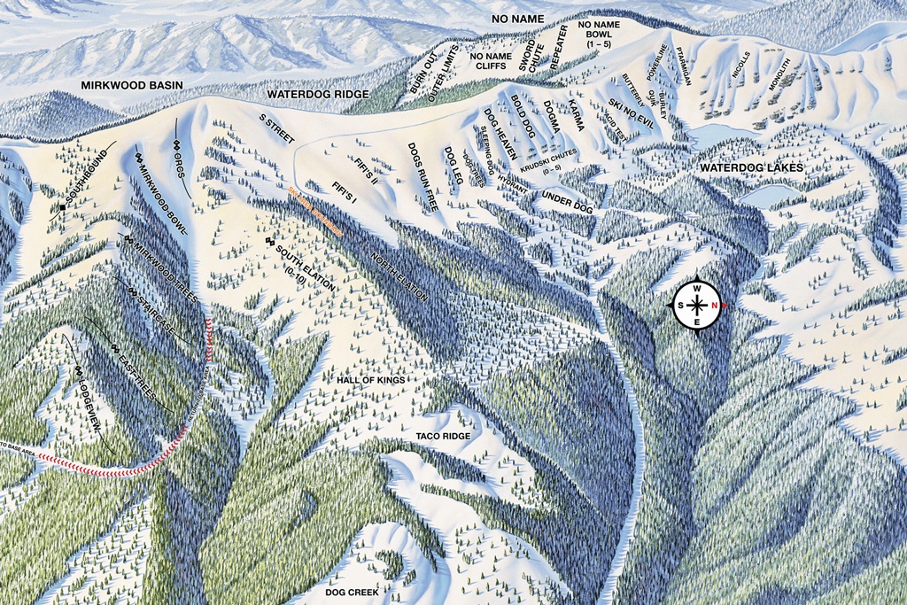 monarch cat skiing in colorado terrain map