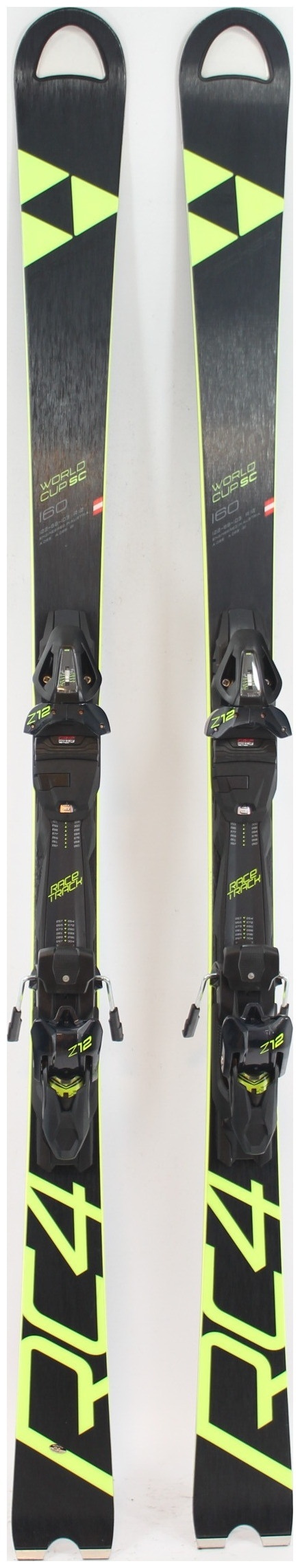 2019, Fischer, RC4 Worldcup SC Skis with Fischer Z12 RaceTrack Bindings  Used Demo Skis 160cm