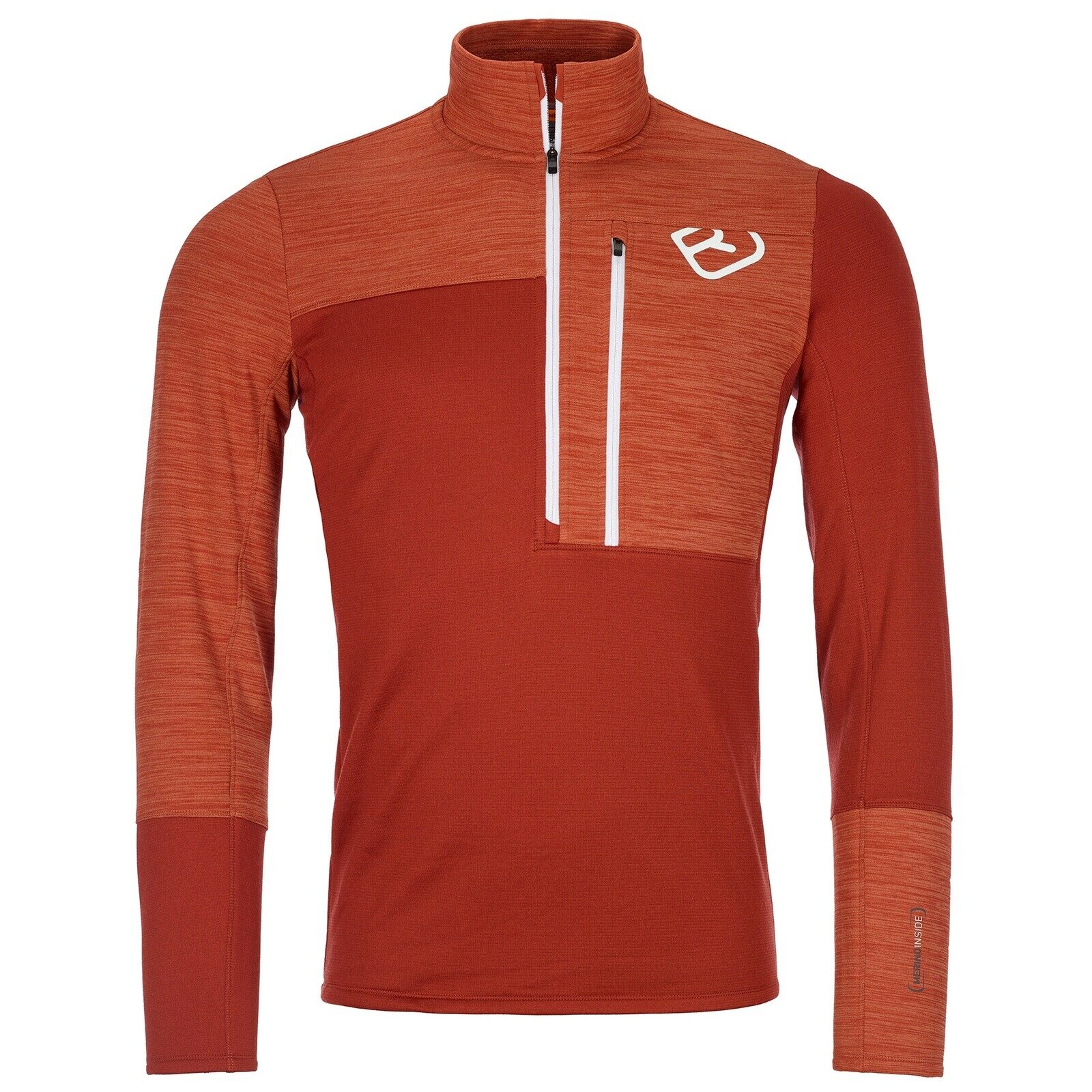 Ortovox Fleece Light Zip Neck Mens Baselayer Clay Orange M