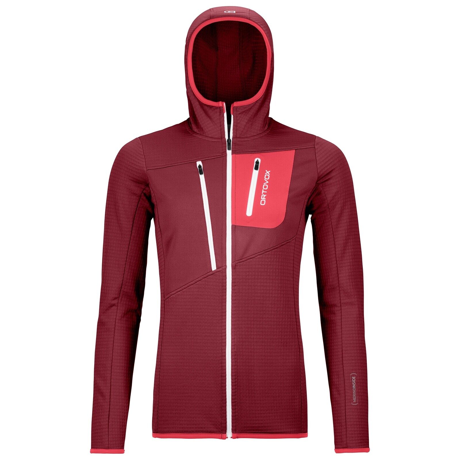 Ortovox Womens Fleece Grid Hoody (Dark Blood)