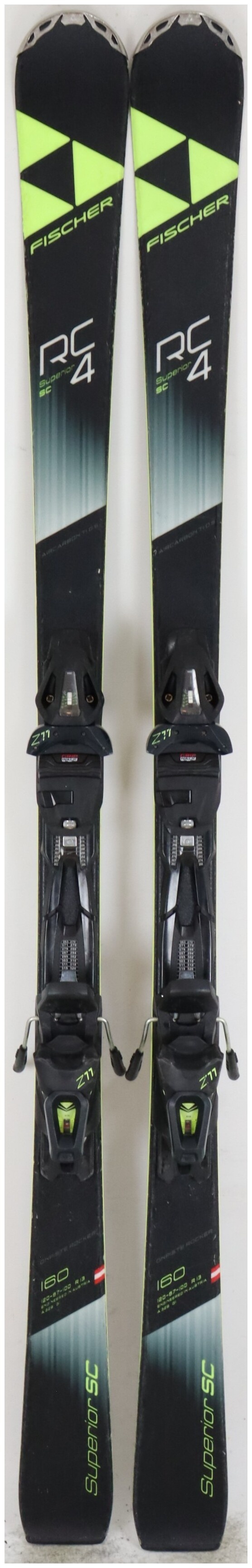 2019, Fischer, RC4 Superior SC Skis with Fischer Z11 GW Demo Bindings Used  Demo Skis 160cm